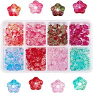 Electroplate Glass Beads, Trumpet Flower, Mixed Color, 8.5x8x5.5mm, Hole: 1mm, 8 colors, 20pcs/color, 160pcs/box(EGLA-PH0003-24)