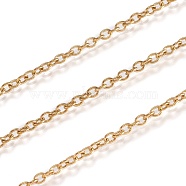 Vacuum Plating 316 Stainless Steel Cable Chains, Soldered, with Spool, Oval, Golden, 2.5x2x0.5mm(CHS-H020-12G-10M)