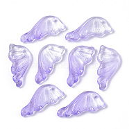 Transparent Spray Painted Glass Pendants, with Glitter Powder, Butterfly Wings, Lilac, 24x12.5x4mm, Hole: 1.4mm(GLAA-S190-010A-05)