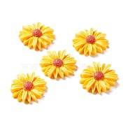 Opaque Flatback Resin Cabochons Accessories, For Resin Jewelry Making, Daisy, Yellow, 26mm(RESI-TAC0003-30B-04)