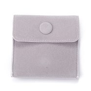 Velvet Jewelry Bags, Square, Light Grey, 7.4x7.4x1.1cm(TP-F002-02)