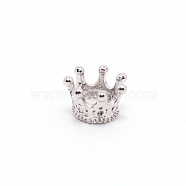Brass Micro Pave Cubic Zirconia Beads, Crown, Platinum, 11x7mm, Hole: 5.5mm(ZIRC-WH0002-02P)