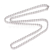 304 Stainless Steel Ball Chain Necklace, with Ball Chain Connectors, Stainless Steel Color, 24.02 inch(61cm)(STAS-D233-06P)