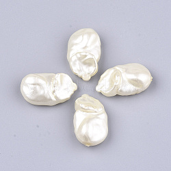 ABS Plastic Imitation Pearl Beads, Nuggets, Creamy White, 27x16x10mm, Hole: 1mm(X-OACR-T006-229B)