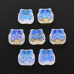 Electroplate Transparent Glass Beads, AB Color Half Plated, Chinese Zodiac Signs Tiger, Clear AB, 11.5x12x8mm, Hole: 1mm(GLAA-T022-22-B01)