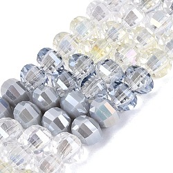 Electroplate Mixed Styles Glass Beads Strands, Lantern, Faceted, Light Grey, 8~8.5x6~6.5mm, Hole: 1~1.4mm, about 52~56pcs/strand, 13.58~14.37 inch(34.5~36.5cm)(EGLA-N022-14A-A07)