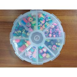 200Pcs 8 Styles Handmade Polymer Clay Beads, Heart, Mixed Color, 25pcs/style(CLAY-SZ0001-26)
