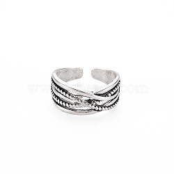 Men's Alloy Cuff Finger Rings, Open Rings, Cadmium Free & Lead Free, Antique Silver, US Size 6 1/4(16.7mm)(RJEW-N029-074)