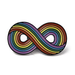 Infinity Rainbow Zinc Alloy Enamel Brooch, for Backpack Clothes, Colorful, 39.5x22x1.8mm(JEWB-C027-02EB)