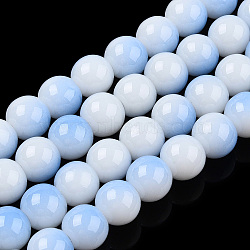 Two Tone Opaque Baking Painted Glass Beads Strands, Round, Cornflower Blue, 8x7mm, Hole: 1.2mm, about 100~102pcs/strand, 29.53~30.12 inch(75~76.5cm)(DGLA-Q027-8mm-03)