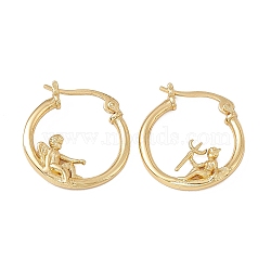 Angel & Devil Asymmetrical Earrings, Brass Hoop Earrings for Women, Golden, 20x18.5x2.5mm, Pin: 0.7~1x0.6mm(EJEW-A091-01G)