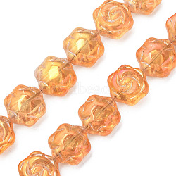 Electroplate Glass Beads Strands, AB Color, Flower, Orange, 16x14.5x7.5mm, Hole: 1mm, about 40Pcs/strand, 24.80 inch(63cm)(EGLA-N008-018-A04)