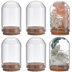 20Pcs Glass Dome Cloche Cover, Bell Jar, with Cork Base, For Doll House Container, Dried Flower Display Decoration, Clear, 36.5x22mm(AJEW-SC0001-55A)
