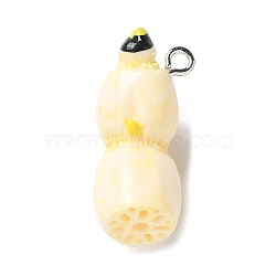 Resin Iron Pendants, Artificial Vegetable Themes, Lotus root, 27.5x11x11mm, Hole: 2mm(RESI-D280-02)