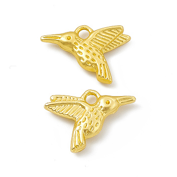 Rack Plating Alloy Pendants, Cadmium Free & Lead Free & Nickle Free, Hummingbird Charms, Matte Gold Color, 12x16.5x3mm, Hole: 1.8mm