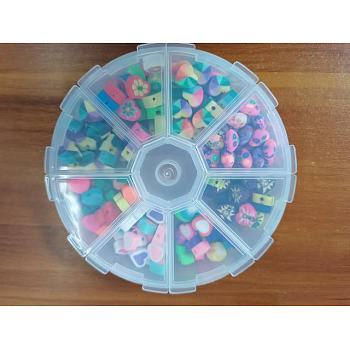 200Pcs 8 Styles Handmade Polymer Clay Beads, Heart, Mixed Color, 25pcs/style