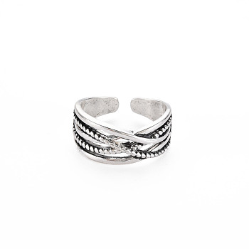 Men's Alloy Cuff Finger Rings, Open Rings, Cadmium Free & Lead Free, Antique Silver, US Size 6 1/4(16.7mm)
