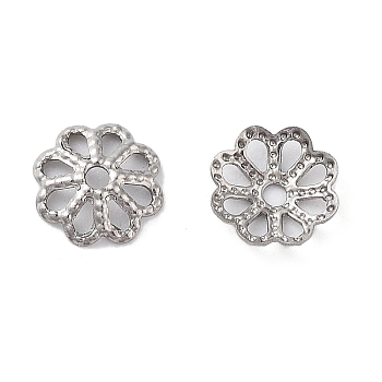 316 Stainless Steel Bead Caps, Flower Multi-Petal, Stainless Steel Color, 6x6x1mm, Hole: 1mm