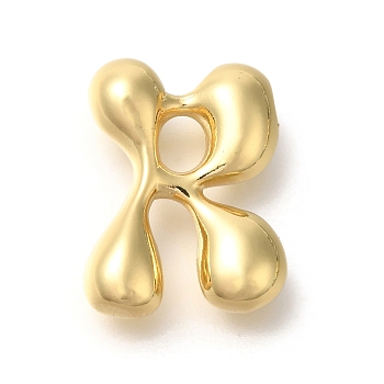 Rack Plating Brass Beads, Balloon Letter, for Personalized Name Necklaces Making, Long-Lasting Plated, Lead Free & Cadmium Free, Real 18K Gold Plated, Letter R, 23x16.5x7mm, Hole: 2mm