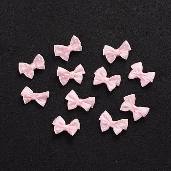 Spot Ribbon Hair Bows, Fabric Material in Polka Dots Design, good for Dress & Hair Jewelry Decoration, Pink, about 17~18mm wide, 24mm long