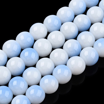 Two Tone Opaque Baking Painted Glass Beads Strands, Round, Cornflower Blue, 8x7mm, Hole: 1.2mm, about 100~102pcs/strand, 29.53~30.12 inch(75~76.5cm)
