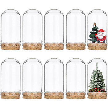 Glass Dome Cloche Cover, Bell Jar, with Cork Base, For Doll House Container, Dried Flower Display Decoration, Clear, 4.45x2.5cm, 32pcs/set