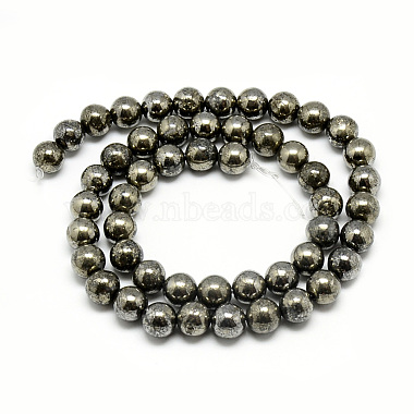 Natural Pyrite Beads Strands(G-S265-03-6mm)-3
