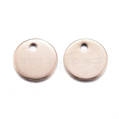 Rose Gold Flat Round 304 Stainless Steel Charms