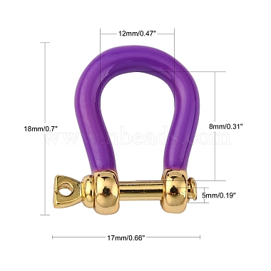 Brass Enamel D-Ring Anchor Shackle Clasps(KK-P201-01G)-3