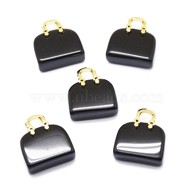 Golden Bag Obsidian Pendants