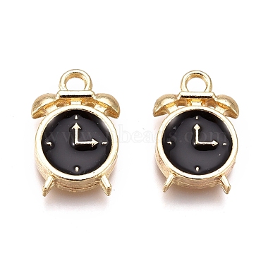 Golden Black Clock Alloy+Enamel Pendants