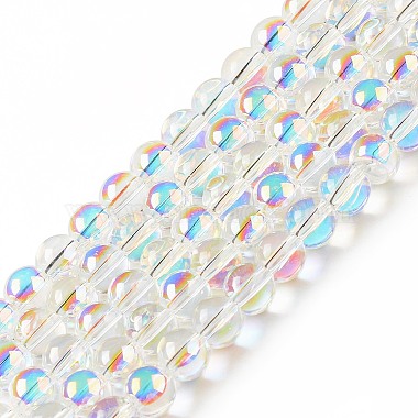 Transparentes perles de verre de galvanoplastie brins(EGLA-I015-01A)-2