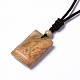 Dyed Natural Fossil Coral Rectangle Pendant Necklace for Women(NJEW-C002-02B)-4