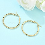 Ion Plating(IP) 304 Stainless Steel Hoop Earrings, Hypoallergenic Earrings, Ring Shape, Real 18K Gold Plated, 30x2mm, 12 Gauge, Pin: 1x0.7mm(X-EJEW-N0016-11G-D)