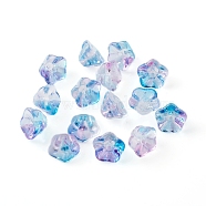 Electroplate Glass Beads, Trumpet Flower, Deep Sky Blue, 8.5x8x5.5mm, Hole: 1mm(EGLA-I012-B02)