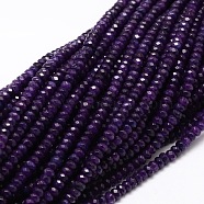 Dyed Natural Malaysia Jade Rondelle Beads Strands, Faceted, Indigo, 4x2~3mm, Hole: 1mm, about 115pcs/strand, 14 inch(G-E316-2x4mm-22)