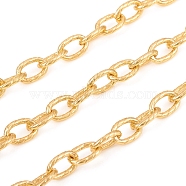 Textured Brass Cable Chain, Unwelded, with Spool, for Jewelry Making, Real 18K Gold Plated, Link: 10x6.5x1.5mm, about 16.4 Feet(5m)/roll(CHC-G012-01G)