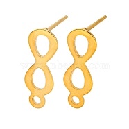 Infinity Shape 201 Stainless Steel Stud Earrings Findings, with 304 Stainless Steel Pins & Horizontal Loop, Golden, 18.5x6.5mm, Hole: 1.2mm, Pin: 0.7mm.(STAS-Q251-06G)