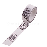 DIY Scrapbook Decorative Paper Tapes, Adhesive Tapes, Bicycle, White, 15mm, 5m/roll(5.46yards/roll)(DIY-F016-P-35)