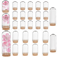Glass Dome Cloche Cover, Bell Jar, with Cork Base, For Doll House Container, Dried Flower Display Decoration, Clear, 36.5~71.5x22~28mm, 25pcs/box(AJEW-CP0005-61)