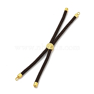 Nylon Cords Bracelet Makings Fit for Connector Charms, with Golden Brass Tree Slider Beads, Long-Lasting Plated, Coconut Brown, 8-5/8 inch(22cm), Hole: 1.9mm(AJEW-P116-01G-15)