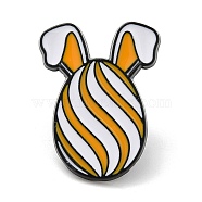 Easter Egg with Rabbit Ear Enamel Pins for Women, Electrophoresis Black Alloy Brooch for Backpack Clothes, Orange, 22x18x1mm(JEWB-D017-02B-EB)