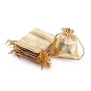 Organza Bags, Golden, about 10cm wide, 12cm long(X-OP015)