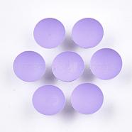 Spray Painted Eco-Friendly Iron Slide Charms Cabochon Settings, For Hair Band and Hair Tie Decoration, Half Round, Medium Purple, Tray: 15mm, 15x9mm, Hole: 3.5x5mm(IFIN-T009-13D)