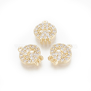 Brass Micro Pave Cubic Zirconia Charms, Skull, Golden, 9x8x2mm, Hole: 0.5mm(KK-T029-63G)