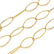 304 Stainless Steel Horse Eye Link Chains, Soldered, with Spool, Real 18K Gold Plated, 20x10x1mm, 10m/roll(CHS-C009-05G)