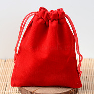 Rectangle Velvet Pouches, Gift Bags, Red, 15x10cm(TP-R002-10x15-04)