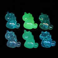 Luminous UV Plating Acrylic Beads, Iridescent, Unicorn, Mixed Color, 30x18x25mm, Hole: 3.7mm(PACR-E003-11)