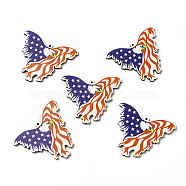 American Flag Theme Single Face Printed Aspen Wood Pendants, Eagle Charm, Dark Blue, 46x54.5x2.5mm, Hole: 1.8mm(WOOD-G014-07)