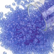 TOHO Round Seed Beads, Japanese Seed Beads, (13F) Transparent Frost Light Sapphire, 8/0, 3mm, Hole: 1mm, about 222pcs/10g(X-SEED-TR08-0013F)